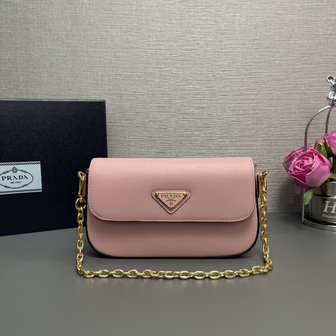 Prada Mini Saffiano Leather Shoulder Bag Handbag Pink 1BD356